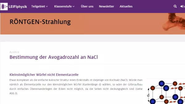 Unterrichtsbaustein: Bestimmung der Avogadrozahl an NaCl