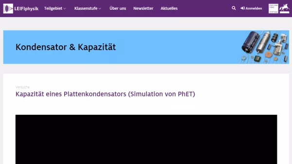 Simulation: Kapazität eines Plattenkondensators (Simulation von PhET)