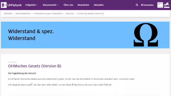 Unterrichtsbaustein: OHMsches Gesetz (Version B)