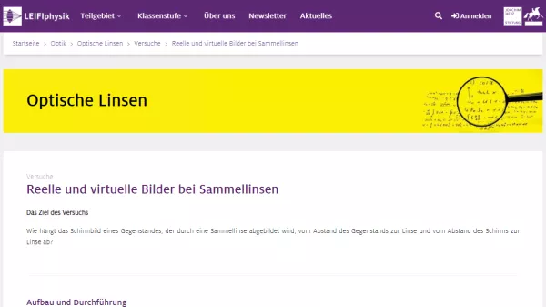 Unterrichtsbaustein: Reelle und virtuelle Bilder bei Sammellinsen