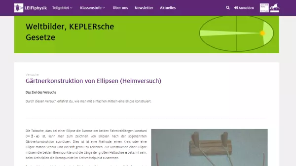 Experiment: Gärtnerkonstruktion von Ellipsen (Heimversuch)