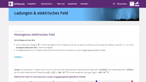 Unterrichtsbaustein: Homogenes elektrisches Feld