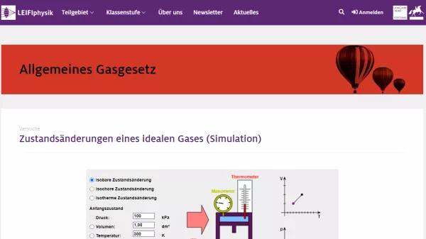 Simulation: Zustandsänderungen eines idealen Gases (Simulation)