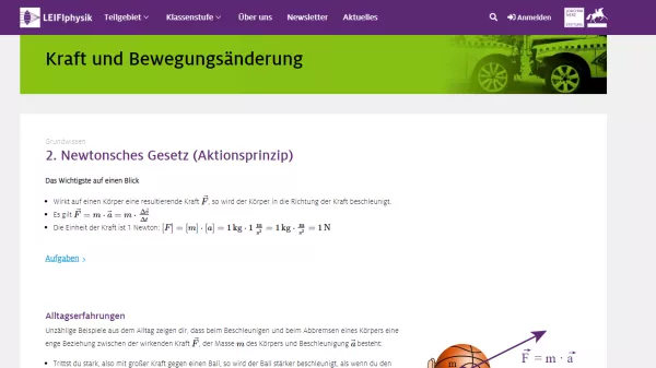 Unterrichtsbaustein: 2. Newtonsches Gesetz Aktionsprinzip