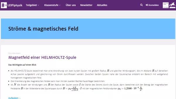 Unterrichtsbaustein: Magnetfeld einer HELMHOLTZ-Spule