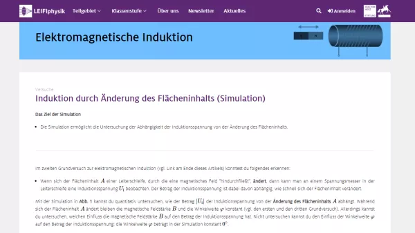 Simulation: Induktion durch Änderung des Flächeninhalts Simulation