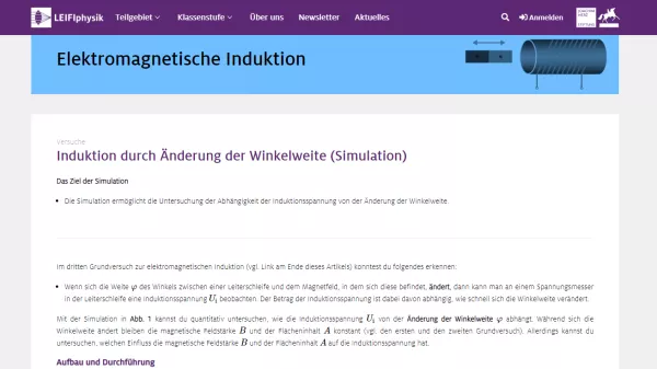 Simulation: Induktion durch Änderung der Winkelweite (Simulation)