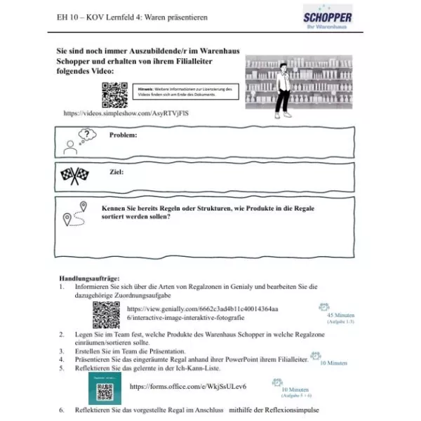 Lernkontrolle: Lernsituation – Warenplatzierung und Regalzonen