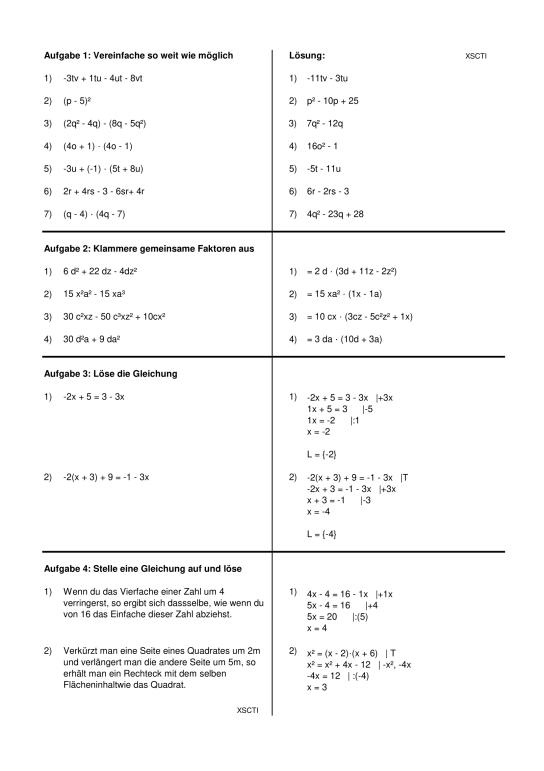 Ausklammern Und Ausmultiplizieren übungen Klasse 5 Pdf MUNDO